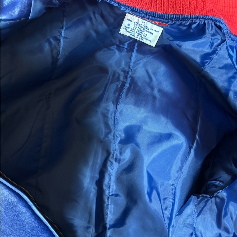 New York Giants faux leather Varsity jacket Blue and red Size XL - Picture 11 of 12